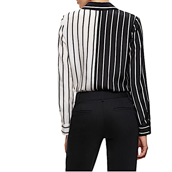 Willa Colorblock Stripe Silk Button-Up Shirt Alice + Olivia - Picture 4 of 12